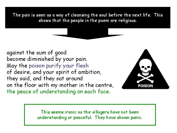 The pain is seen as a way of cleansing the soul before the next The pain is seen as a way of cleansing the soul before the next