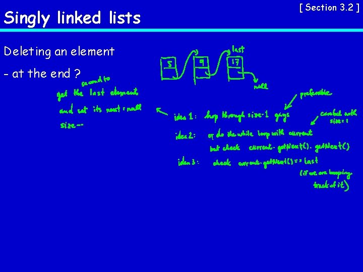 Singly linked lists Deleting an element - at the end ? [ Section 3.