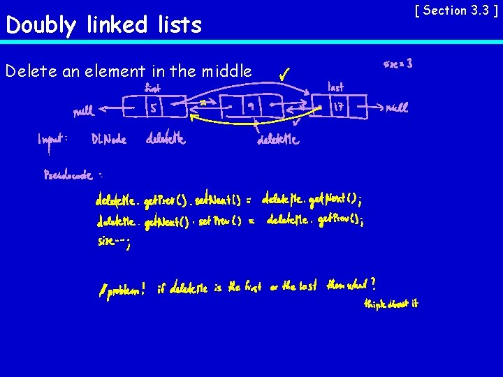 Doubly linked lists Delete an element in the middle [ Section 3. 3 ]