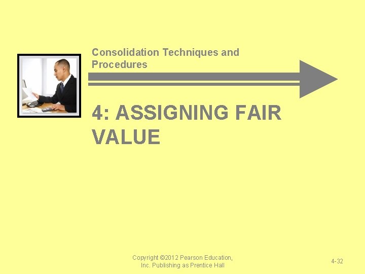 Consolidation Techniques and Procedures 4: ASSIGNING FAIR VALUE Copyright © 2012 Pearson Education, Inc. Consolidation Techniques and Procedures 4: ASSIGNING FAIR VALUE Copyright © 2012 Pearson Education, Inc.