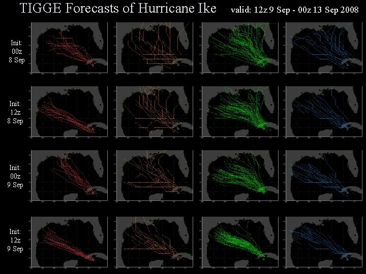 TIGGE Forecasts of Hurricane Ike Init: 00 z 8 Sep Init: 12 z 8