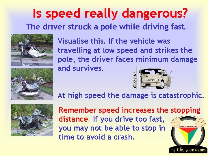 Is speed really dangerous? The driver struck a pole while driving fast. Visualise this.