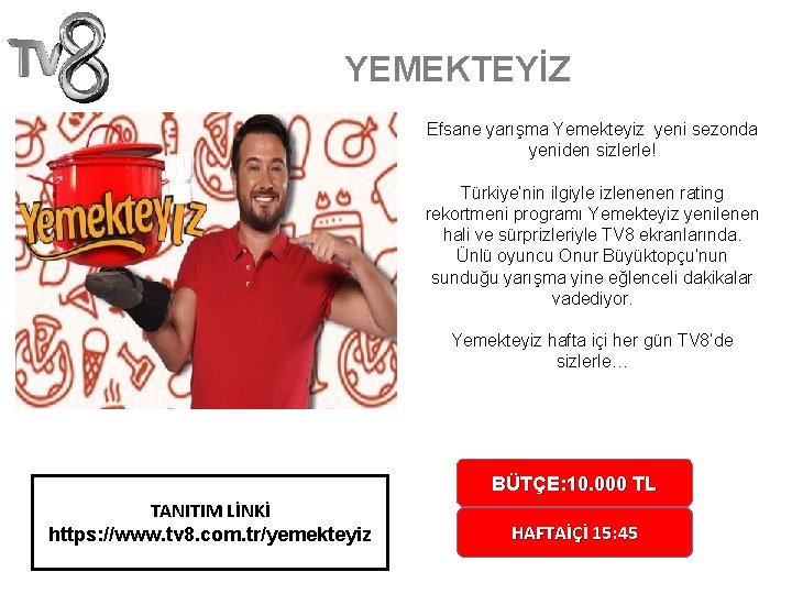 YEMEKTEYİZ Efsane yarışma Yemekteyiz yeni sezonda yeniden sizlerle! Türkiye’nin ilgiyle izlenenen rating rekortmeni programı