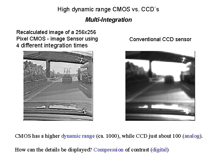 High dynamic range CMOS vs. CCD´s Multi-Integration Recalculated image of a 256 x 256