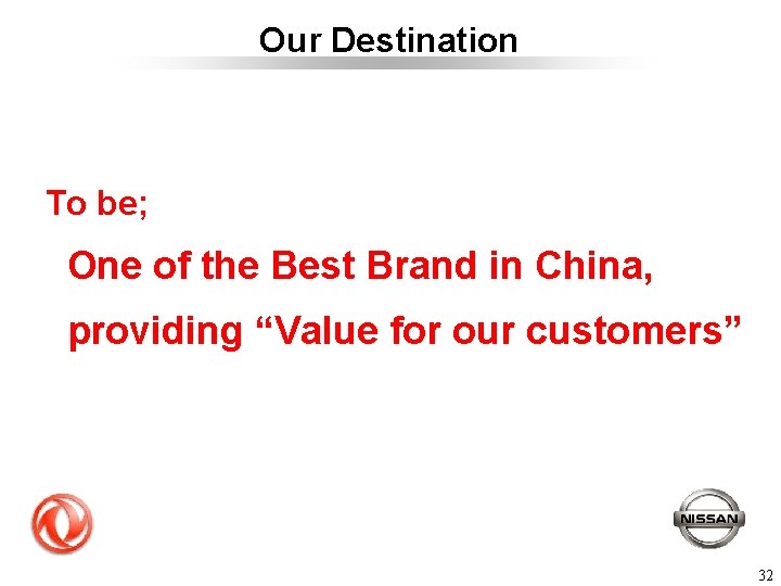 Our Destination To be; One of the Best Brand in China, providing “Value for