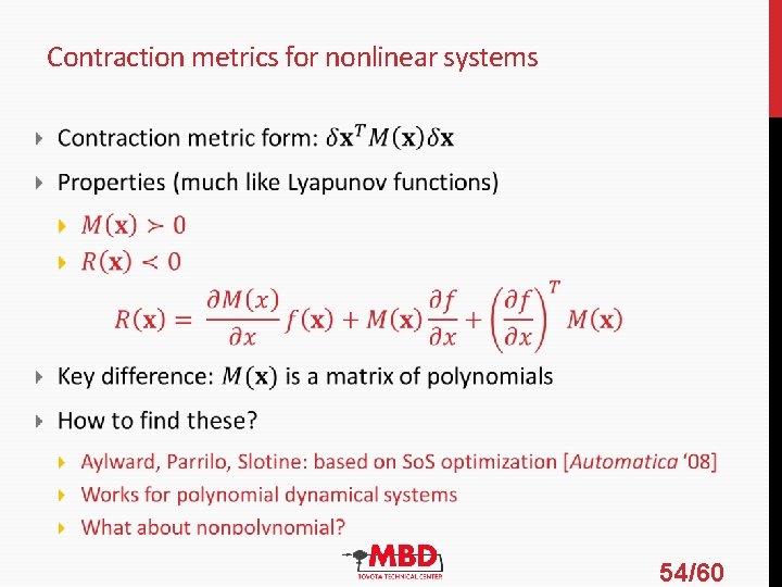 Contraction metrics for nonlinear systems 54/60 Contraction metrics for nonlinear systems 54/60