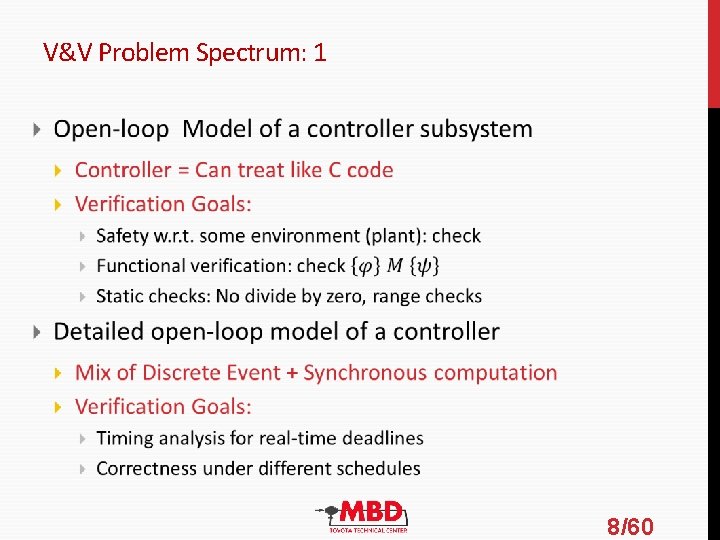 V&V Problem Spectrum: 1 8/60 V&V Problem Spectrum: 1 8/60