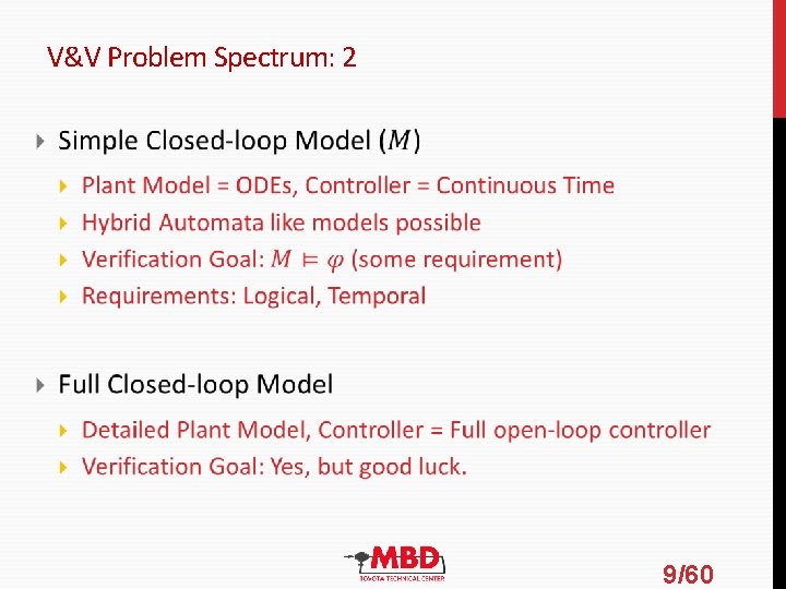 V&V Problem Spectrum: 2 9/60 V&V Problem Spectrum: 2 9/60