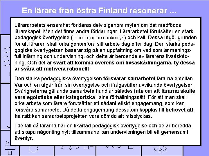 En lärare från östra Finland resonerar … Lärararbetets ensamhet förklaras delvis genom myten om