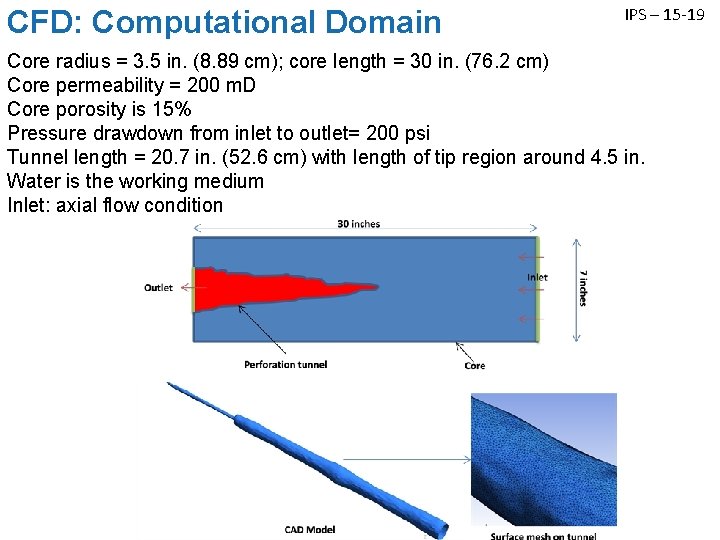 CFD: Computational Domain IPS – 15 -19 Core radius = 3. 5 in. (8.