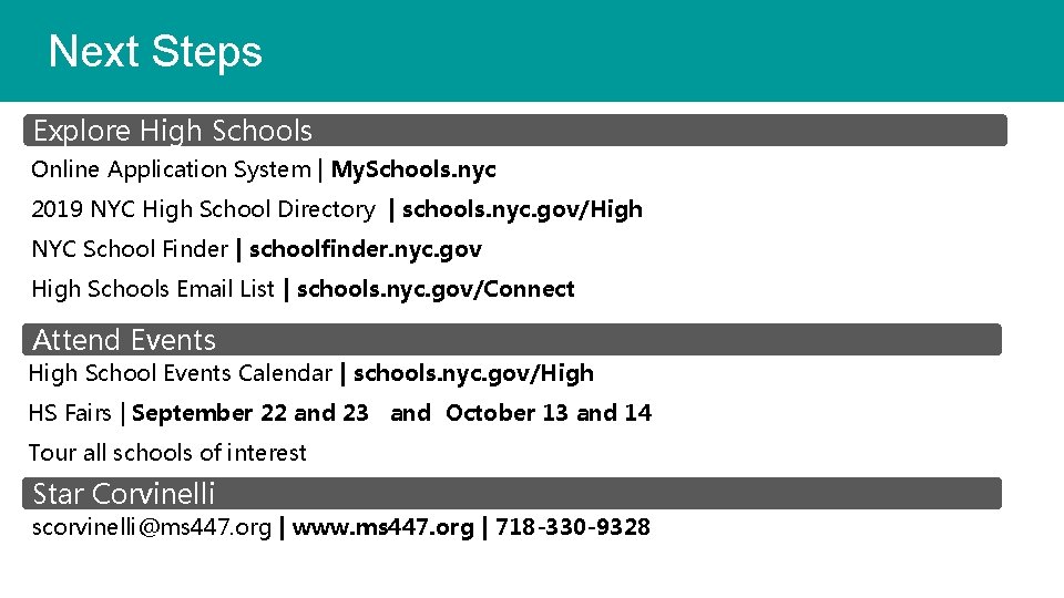 Next Steps Explore High Schools Online Application System | My. Schools. nyc 2019 NYC