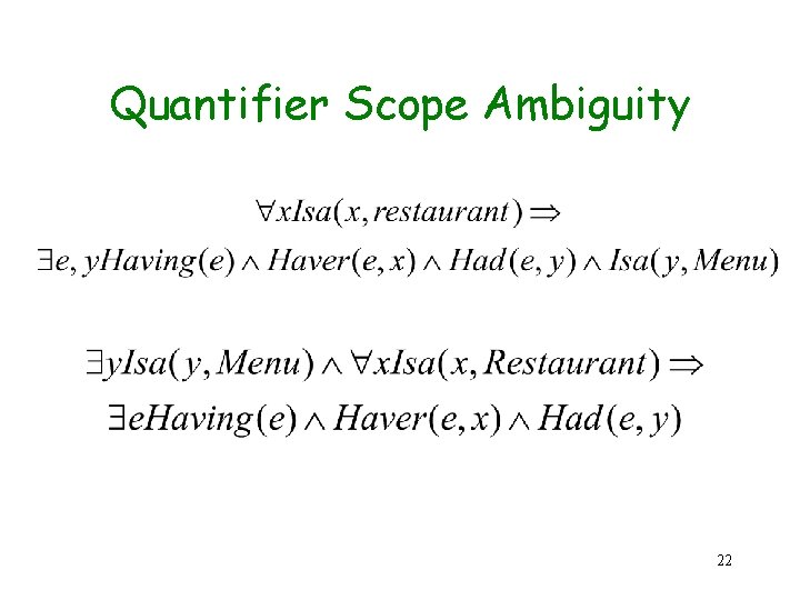 Quantifier Scope Ambiguity 22 