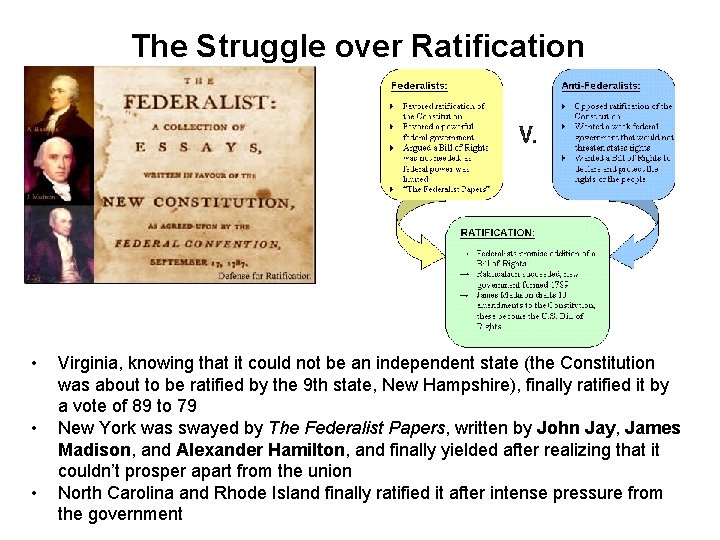 The Struggle over Ratification • • • Virginia, knowing that it could not be