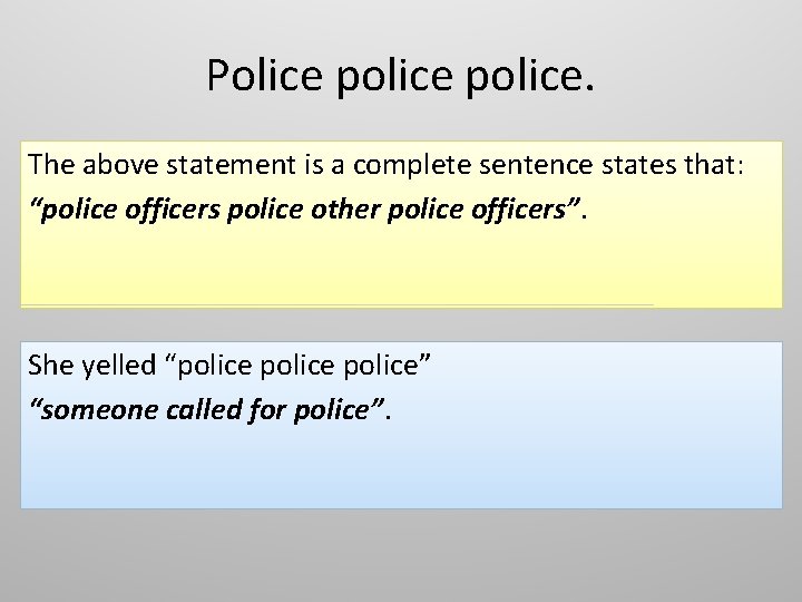 Police police. The above statement is a complete sentence states that: “police officers police