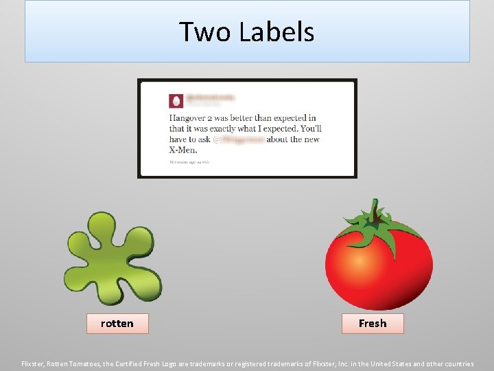 Two Labels rotten Fresh Flixster, Rotten Tomatoes, the Certified Fresh Logo are trademarks or