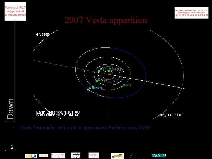 Dawn 2007 Vesta apparition • 21 Vesta last made such a close approach to