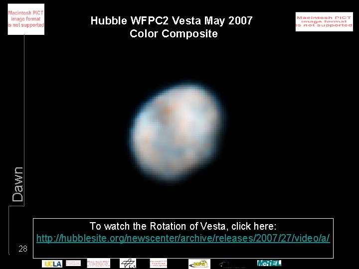 Dawn Hubble WFPC 2 Vesta May 2007 Color Composite To watch the Rotation of