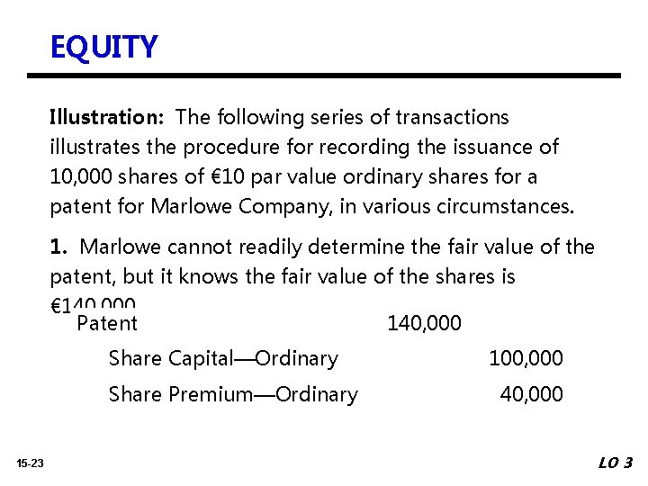 EQUITY Illustration: The following series of transactions illustrates the procedure for recording the issuance