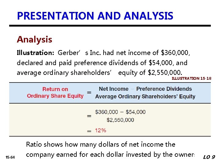 PRESENTATION AND ANALYSIS Analysis Illustration: Gerber’s Inc. had net income of $360, 000, declared