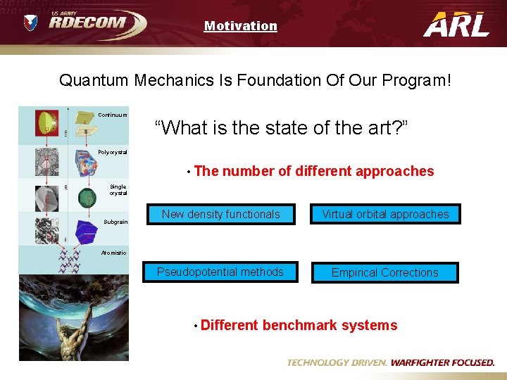 Motivation Quantum Mechanics Is Foundation Of Our Program! Continuum “What is the state of