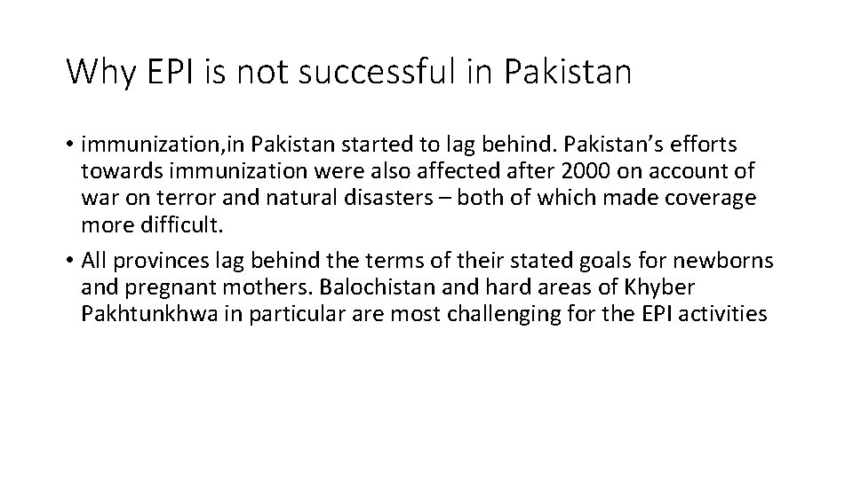 Why EPI is not successful in Pakistan • immunization, in Pakistan started to lag