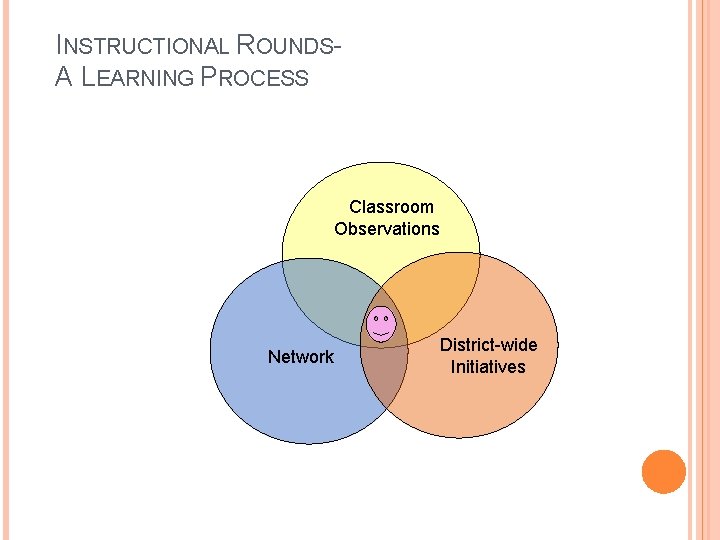 INSTRUCTIONAL ROUNDSA LEARNING PROCESS Classroom Observations Network District-wide Initiatives 