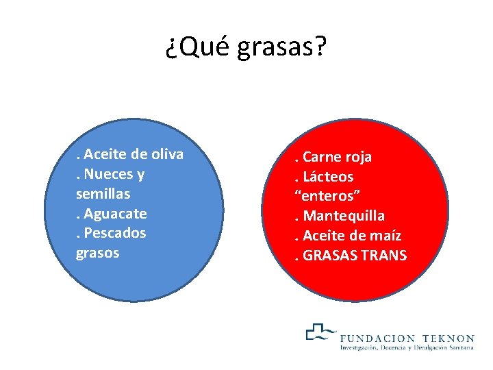 ¿Qué grasas? . Aceite de oliva. Nueces y semillas. Aguacate. Pescados grasos . Carne ¿Qué grasas? . Aceite de oliva. Nueces y semillas. Aguacate. Pescados grasos . Carne