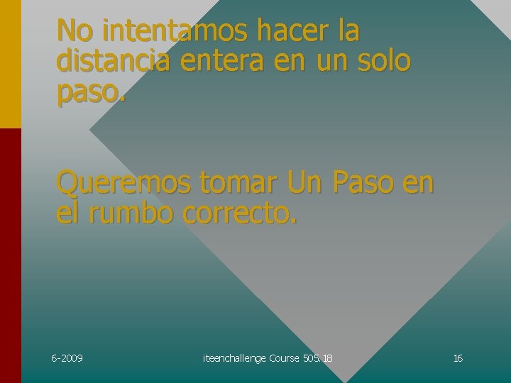 No intentamos hacer la distancia entera en un solo paso. Queremos tomar Un Paso