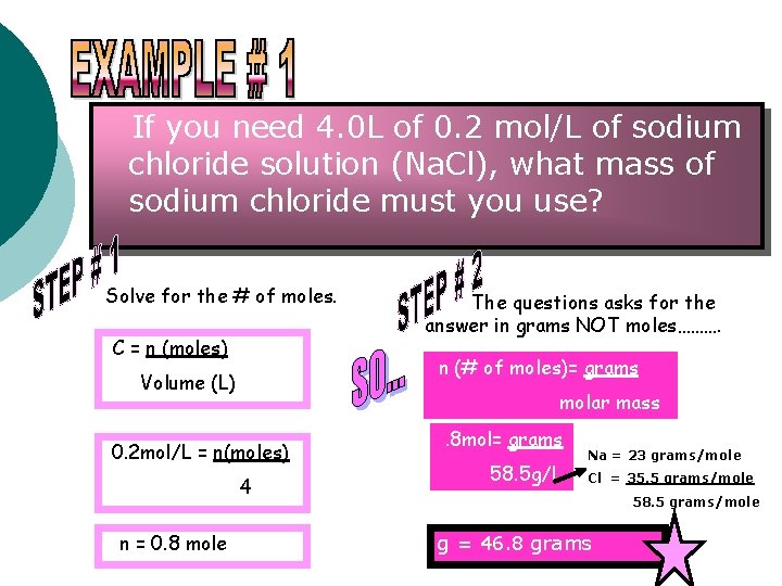 If you need 4. 0 L of 0. 2 mol/L of sodium chloride solution