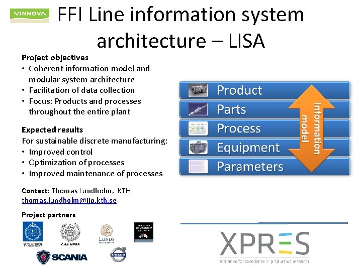 FFI Line information system architecture – LISA Project objectives • Coherent information model and