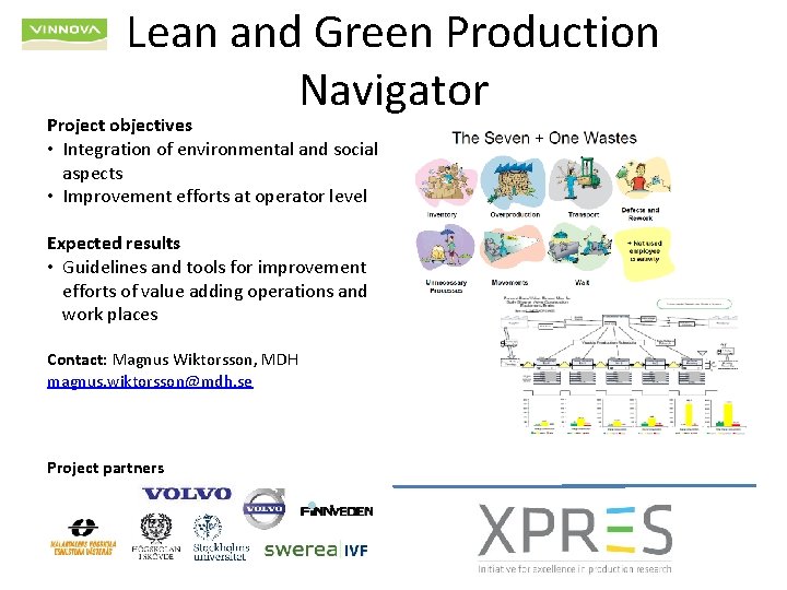 Lean and Green Production Navigator Project objectives • Integration of environmental and social aspects