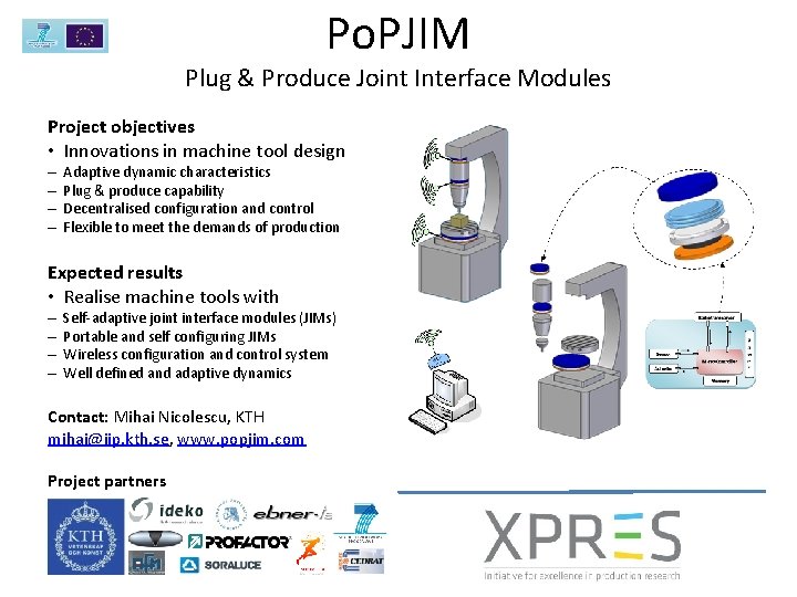 Po. PJIM Plug & Produce Joint Interface Modules Project objectives • Innovations in machine