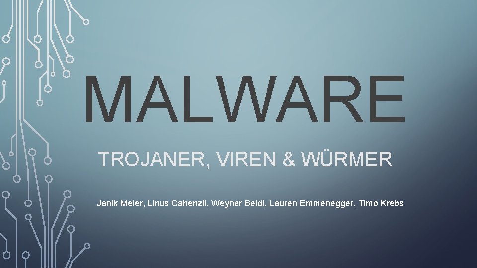 MALWARE TROJANER, VIREN & WÜRMER Janik Meier, Linus Cahenzli, Weyner Beldi, Lauren Emmenegger, Timo