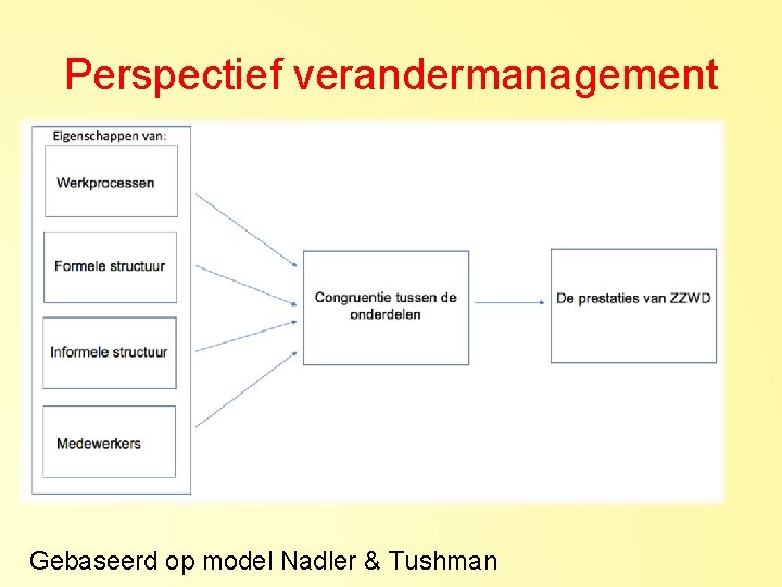 Perspectief verandermanagement Gebaseerd op model Nadler & Tushman 