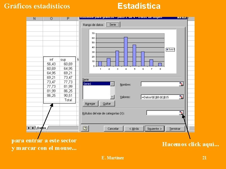 Gráficos estadísticos Estadística para entrar a este sector y marcar con el mouse. .