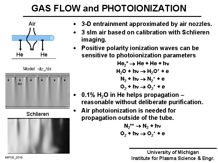 GAS FLOW and PHOTOIONIZATION Air He He · 3 -D entrainment approximated by air GAS FLOW and PHOTOIONIZATION Air He He · 3 -D entrainment approximated by air