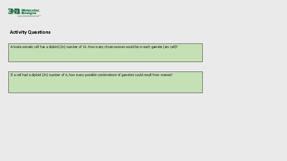 Activity Questions A koala somatic cell has a diploid (2 n) number of 16.