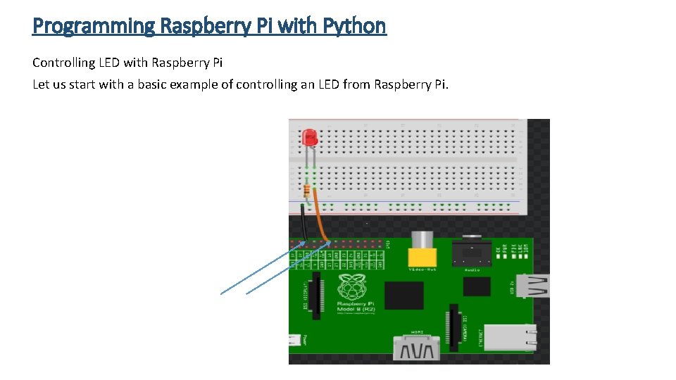 Programming Raspberry Pi with Python Controlling LED with Raspberry Pi Let us start with