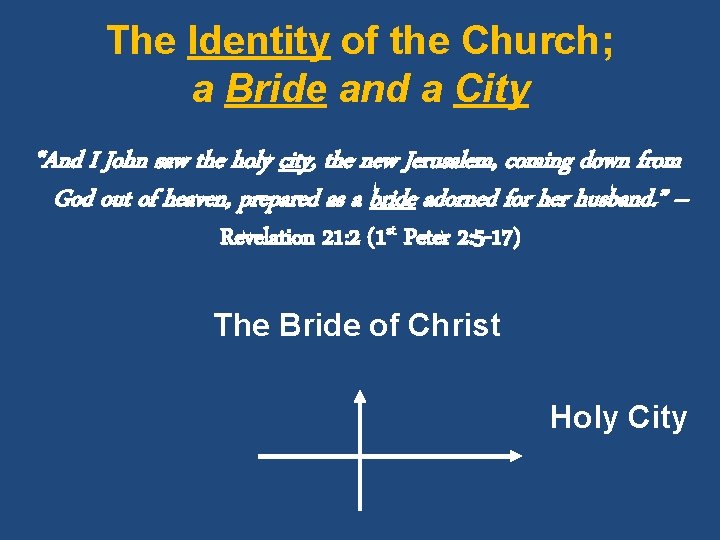 The Identity of the Church; a Bride and a City “And I John saw