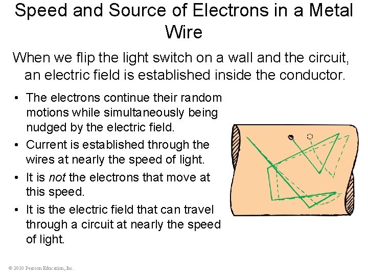 Speed and Source of Electrons in a Metal Wire When we flip the light