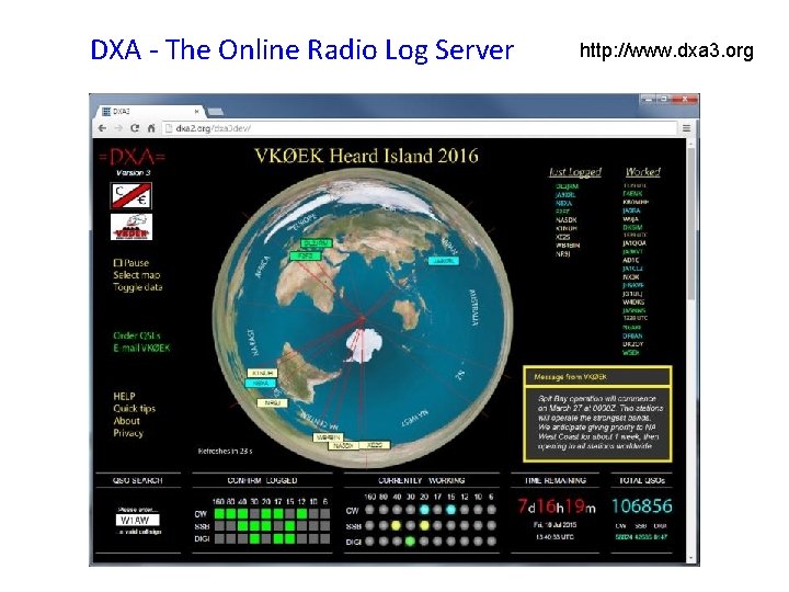 DXA - The Online Radio Log Server http: //www. dxa 3. org 