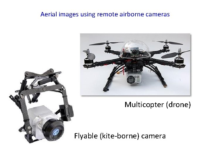 Aerial images using remote airborne cameras Multicopter (drone) Flyable (kite-borne) camera 