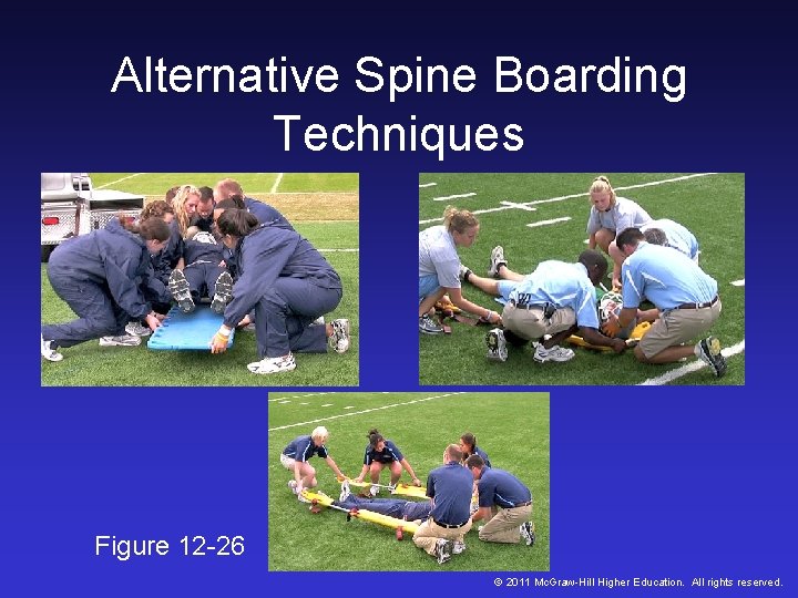 Alternative Spine Boarding Techniques Figure 12 -26 © 2011 Mc. Graw-Hill Higher Education. All Alternative Spine Boarding Techniques Figure 12 -26 © 2011 Mc. Graw-Hill Higher Education. All