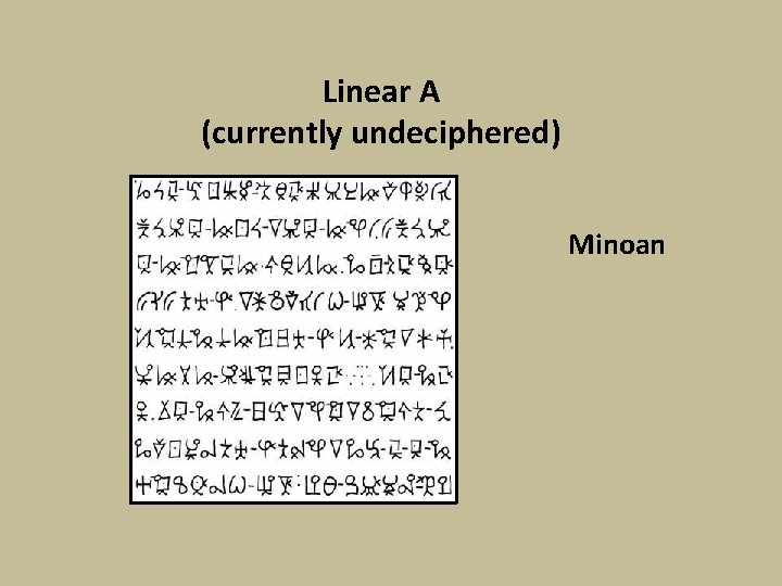 Linear A (currently undeciphered) Minoan 