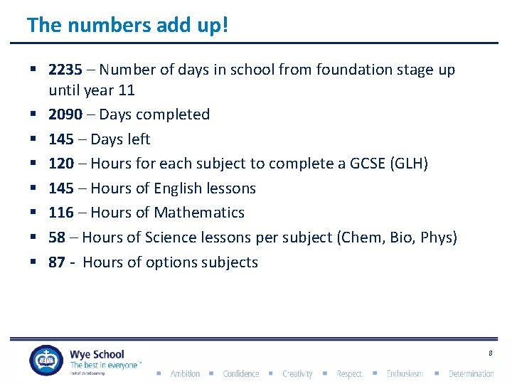 The numbers add up! § 2235 – Number of days in school from foundation
