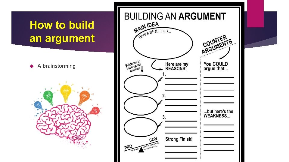 How to build an argument A brainstorming 