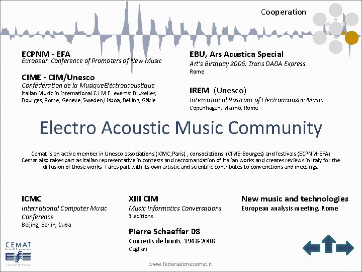 Cooperation ECPNM - EFA European Conference of Promoters of New Music EBU, Ars Acustica