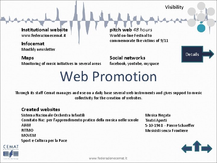 Visibility pitch web 48 hours Institutional website World on-line Festival to commemorate the victims