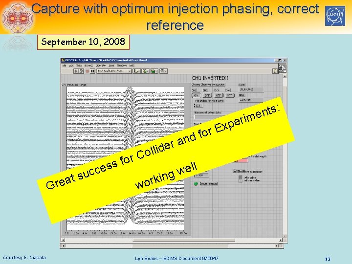 Capture with optimum injection phasing, correct reference September 10, 2008 ts: n e rim