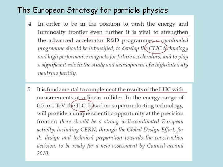 The European Strategy for particle physics 